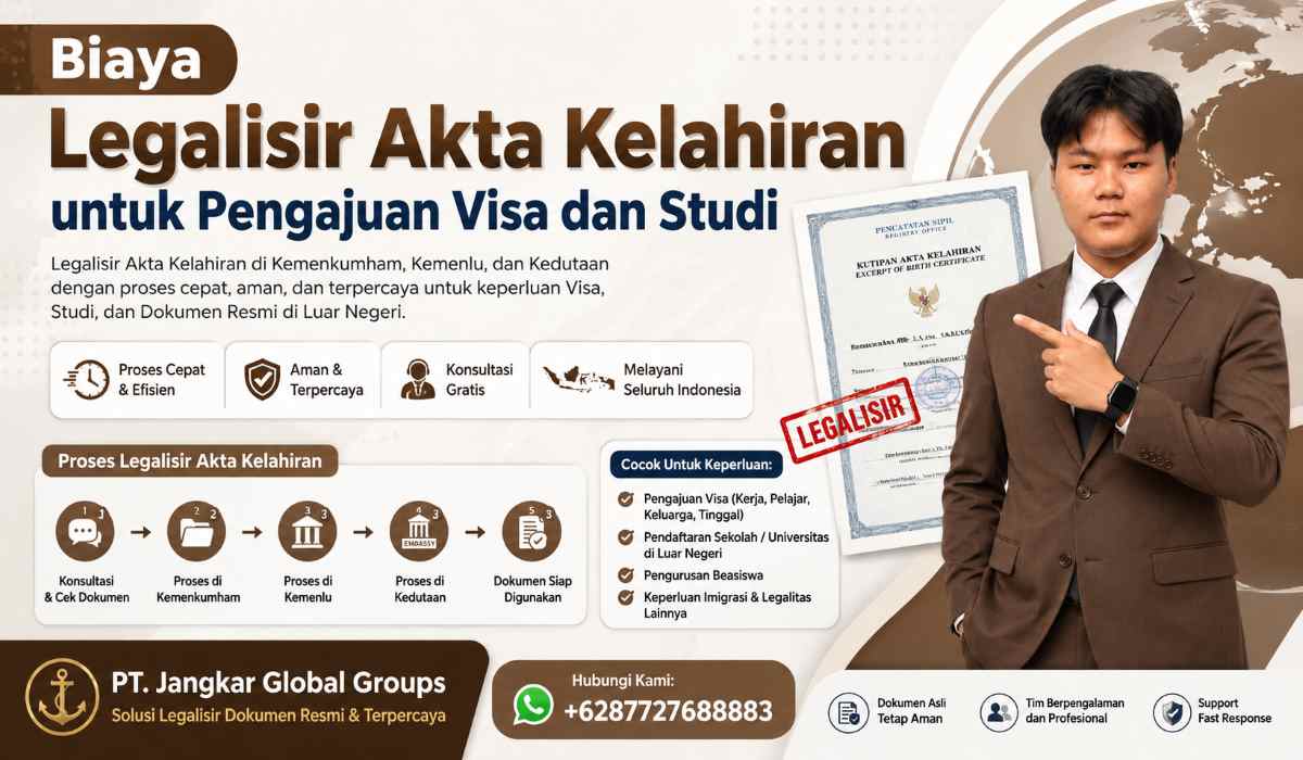 Biaya Legalisir Akta Kelahiran untuk Pengajuan Visa dan Studi