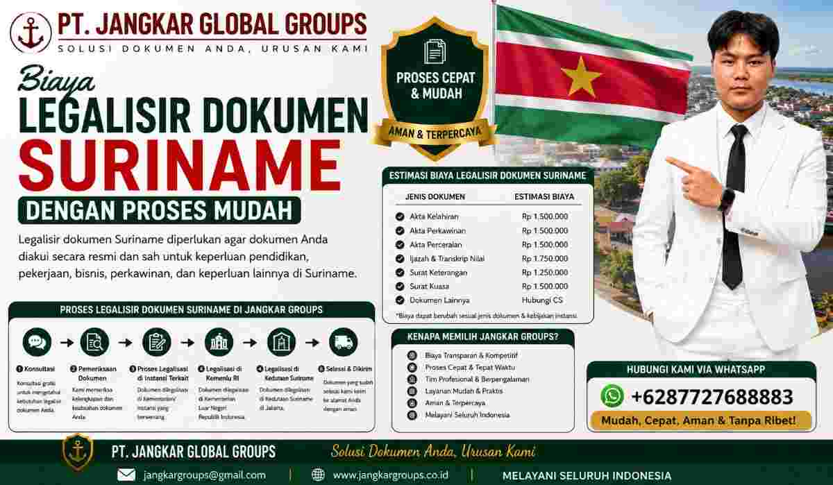 Biaya Legalisir Dokumen Suriname dengan Proses Mudah