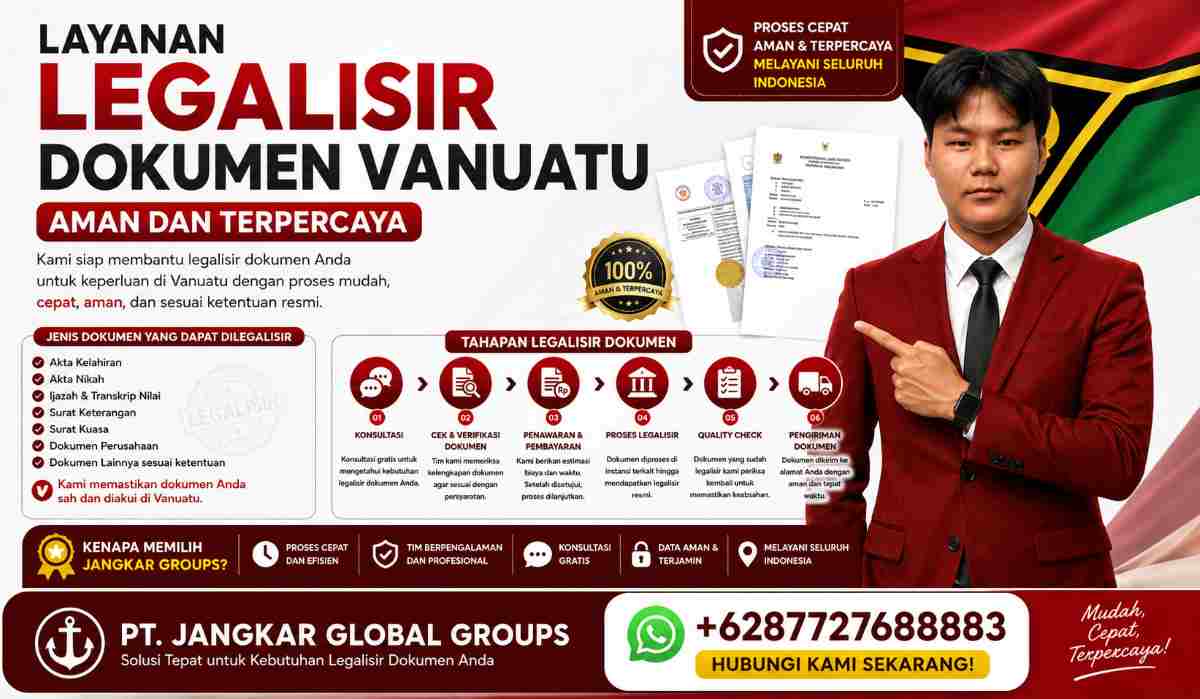 Layanan Legalisir Dokumen Vanuatu Aman dan Terpercaya