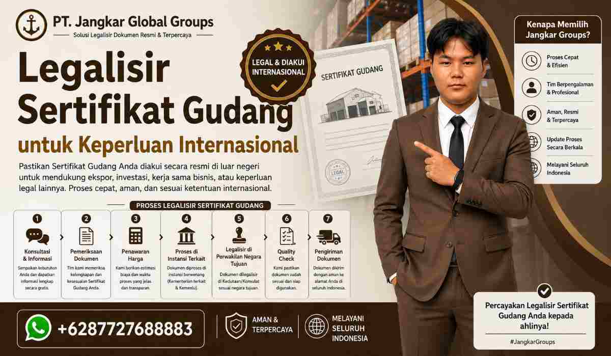 Legalisir Sertifikat Gudang untuk Keperluan Internasional
