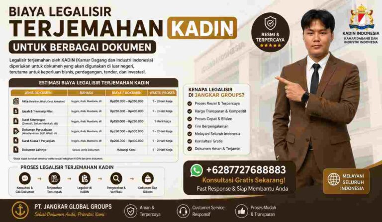 Biaya Legalisir Terjemahan KADIN untuk Berbagai Dokumen