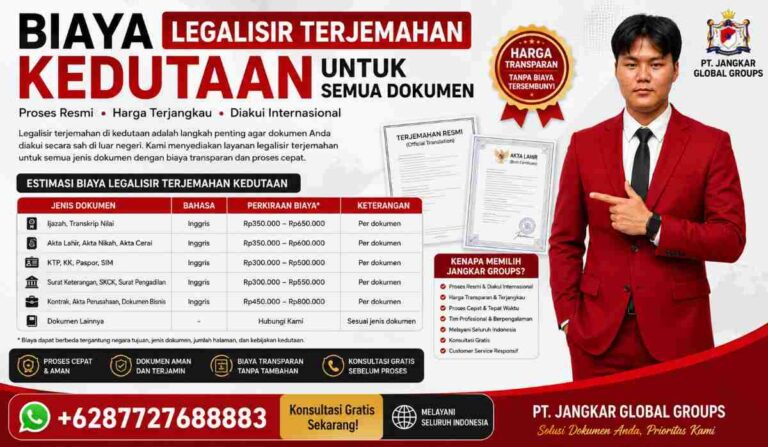 Biaya Legalisir Terjemahan Kedutaan untuk Semua Dokumen