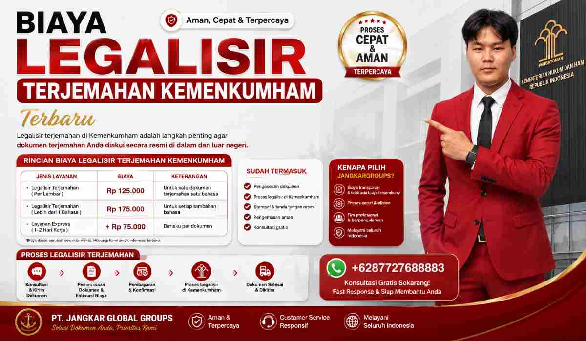 Biaya Legalisir Terjemahan Kemenkumham Terbaru