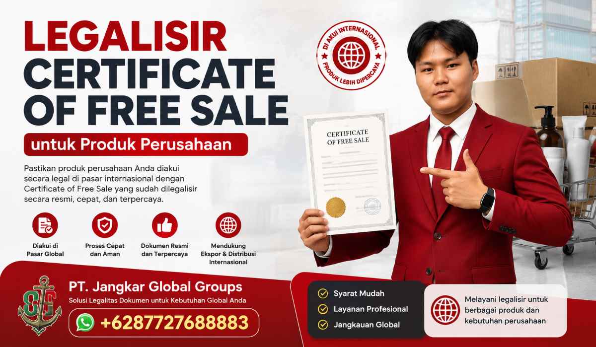 Legalisir Certificate of Free Sale untuk Produk Perusahaan