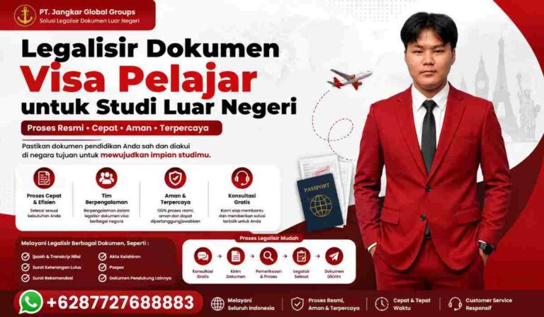 Legalisir Dokumen Visa Pelajar untuk Studi Luar Negeri