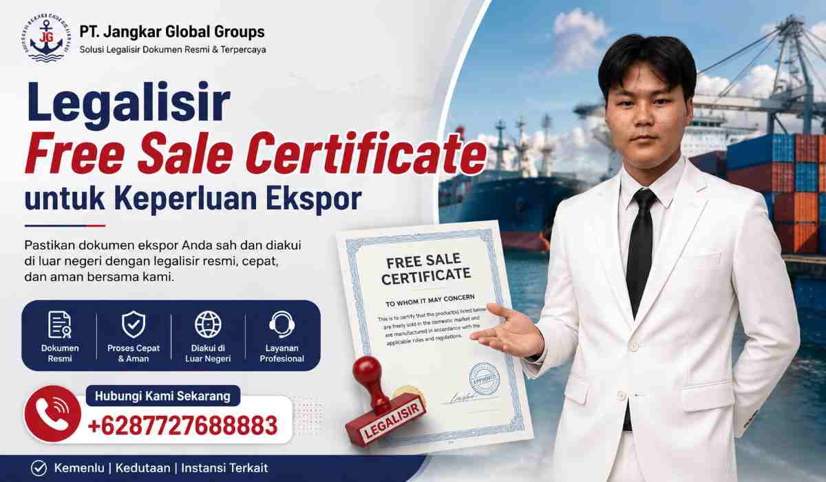 Legalisir Free Sale Certificate untuk Keperluan Ekspor