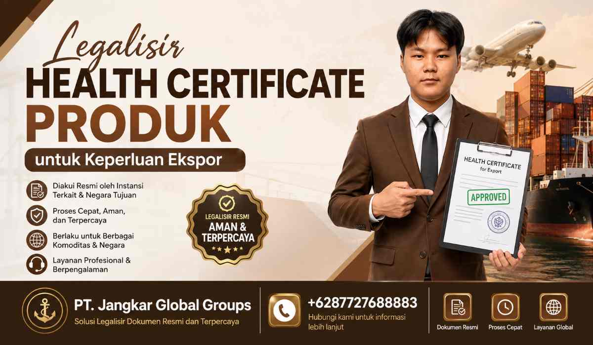 Legalisir Health Certificate Produk untuk Keperluan Ekspor