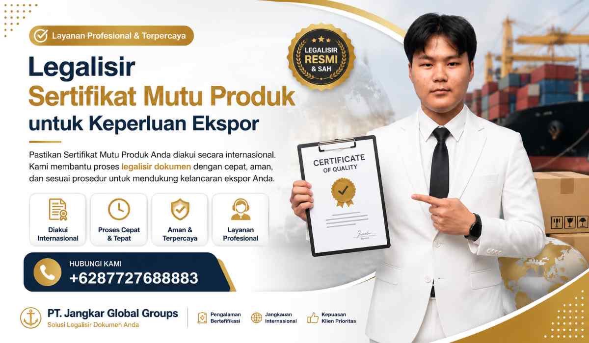 Legalisir Sertifikat Mutu Produk untuk Keperluan Ekspor