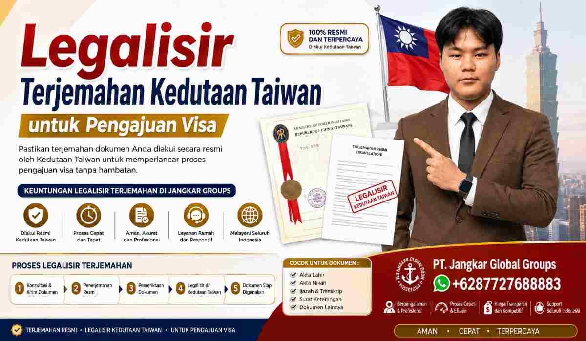 Legalisir Terjemahan Kedutaan Taiwan untuk Pengajuan Visa
